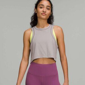 Lululemon Open-Back Cropped Training Tank Top Mauve Grey Small